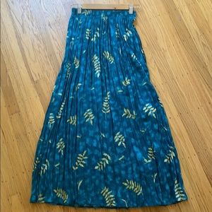 Vintage Green and Yellow Floral Maxi Skirt